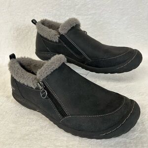 JSport Womens Shoes Size 7.5M Black Elenor Faux Fur Lined Memory Foam Slip On